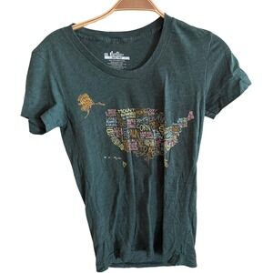 Vtg Threadless USA Map Graphic Tee Heather Green What I Know About the USA Small